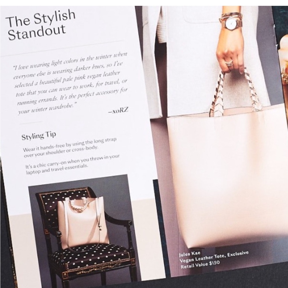🕶️Jules Kae Pale Pink Neutral Vegan Leather Tote Braided Handles Anthropologie - Picture 3 of 8